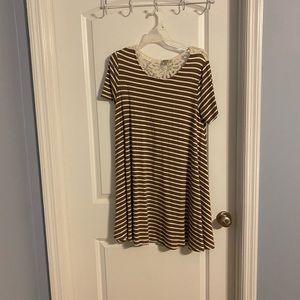 Striped T-shirt Dress with Stitching design